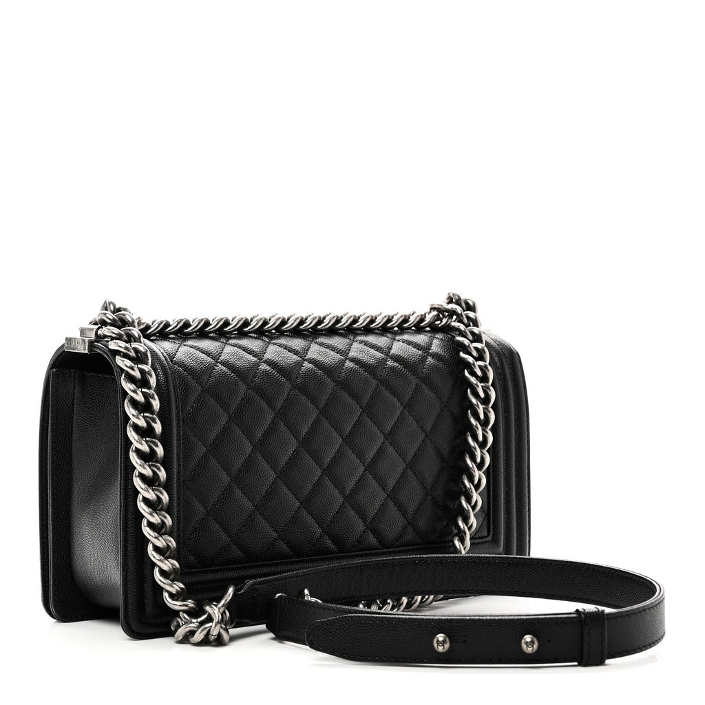 Caviar Quilted Medium Boy Flap Black