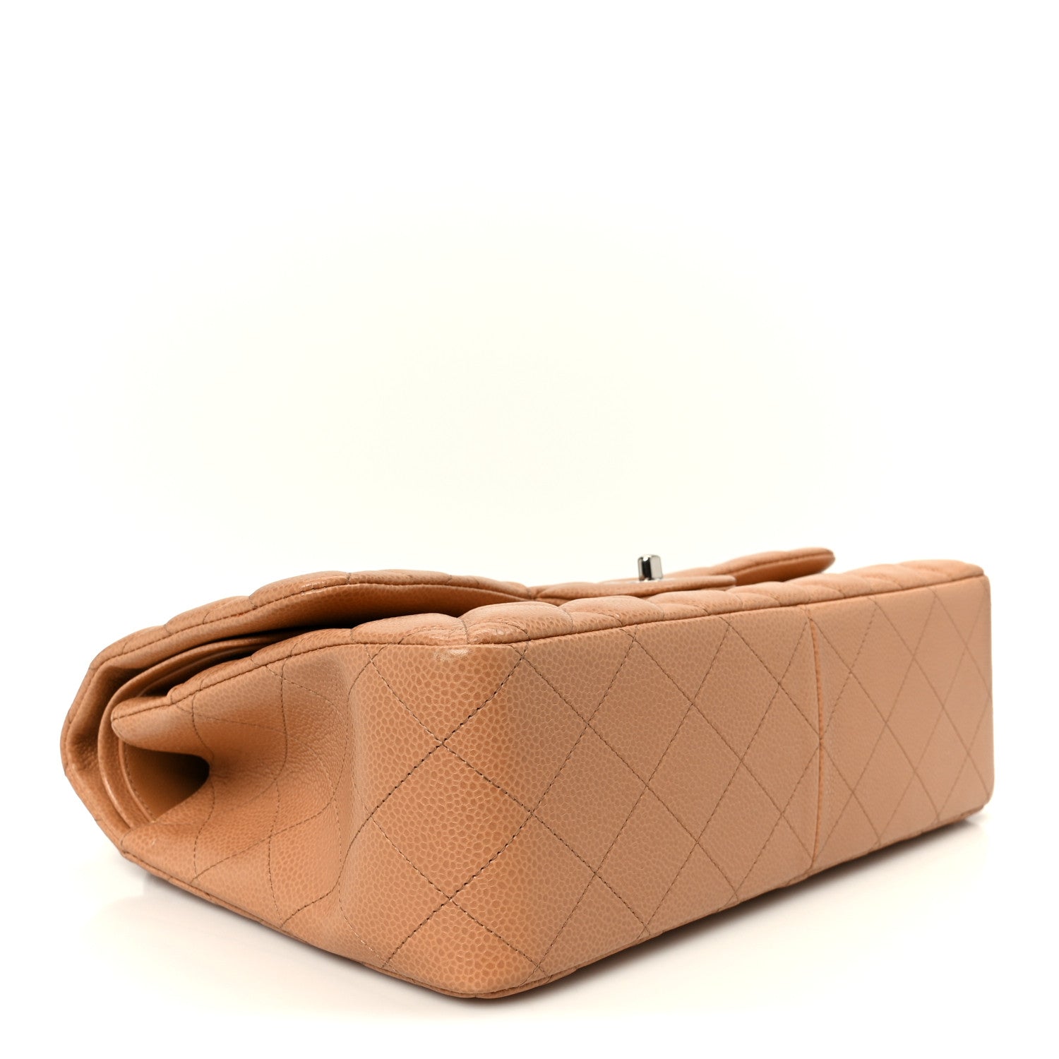 Caviar Quilted Jumbo Double Flap Dark Beige