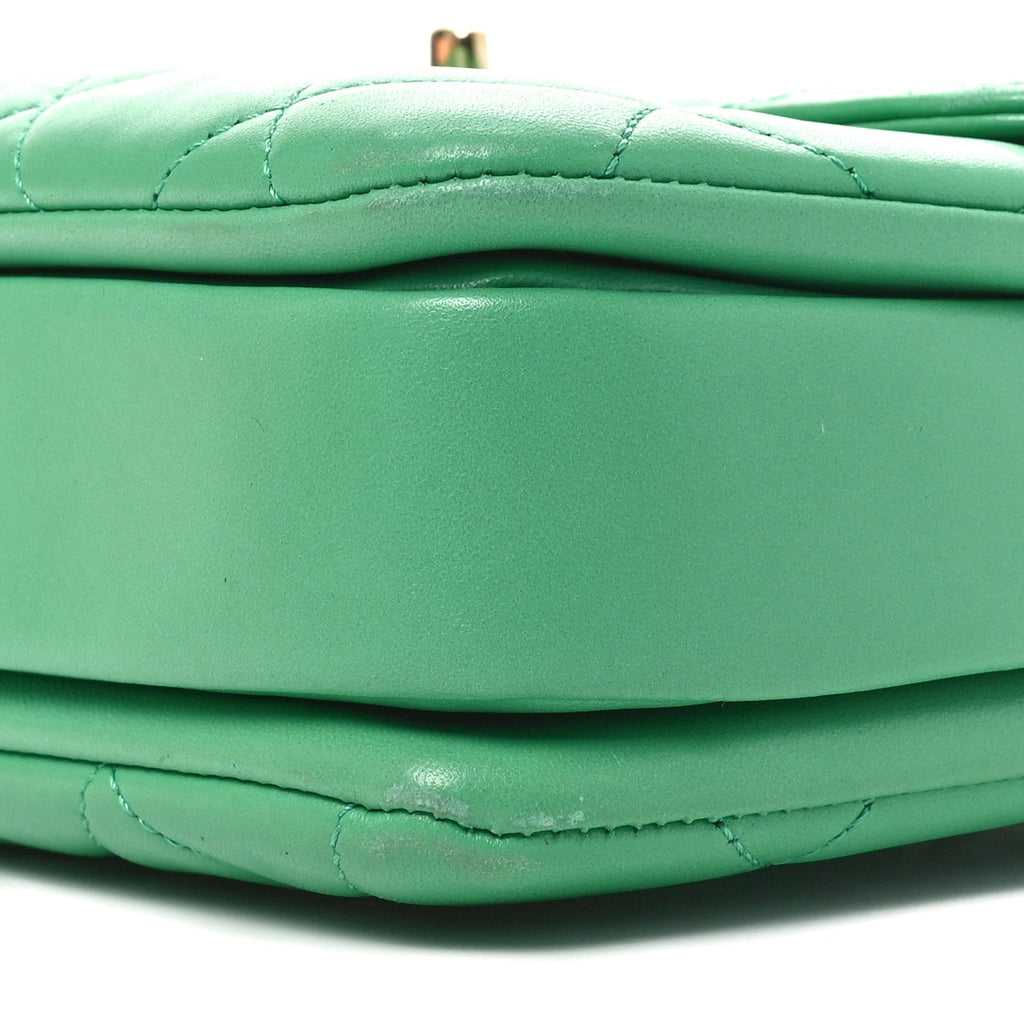 Lambskin Quilted Medium Trendy CC Flap Dual Handle Bag Green