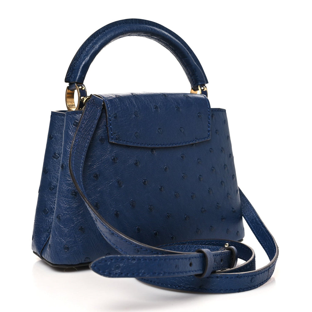 Ostrich Capucines Mini Indigo