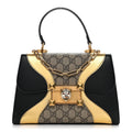 GG Supreme Monogram Small Osiride Top Handle Bag Black Gold