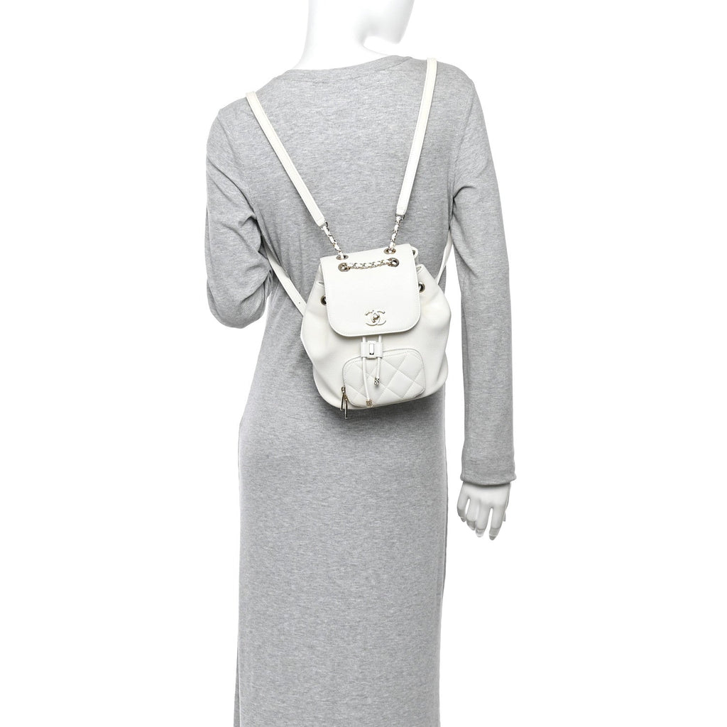 Caviar Quilted Mini Business Affinity Backpack White