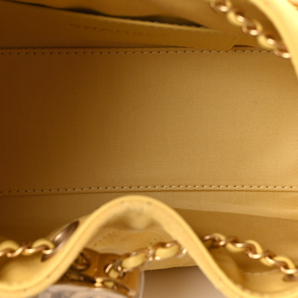 Suede Quilted Mini Chanel 25 Handbag Yellow