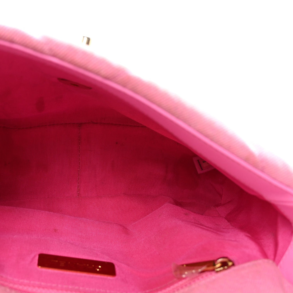 Denim Quilted Medium Chanel 19 Flap Neon Pink