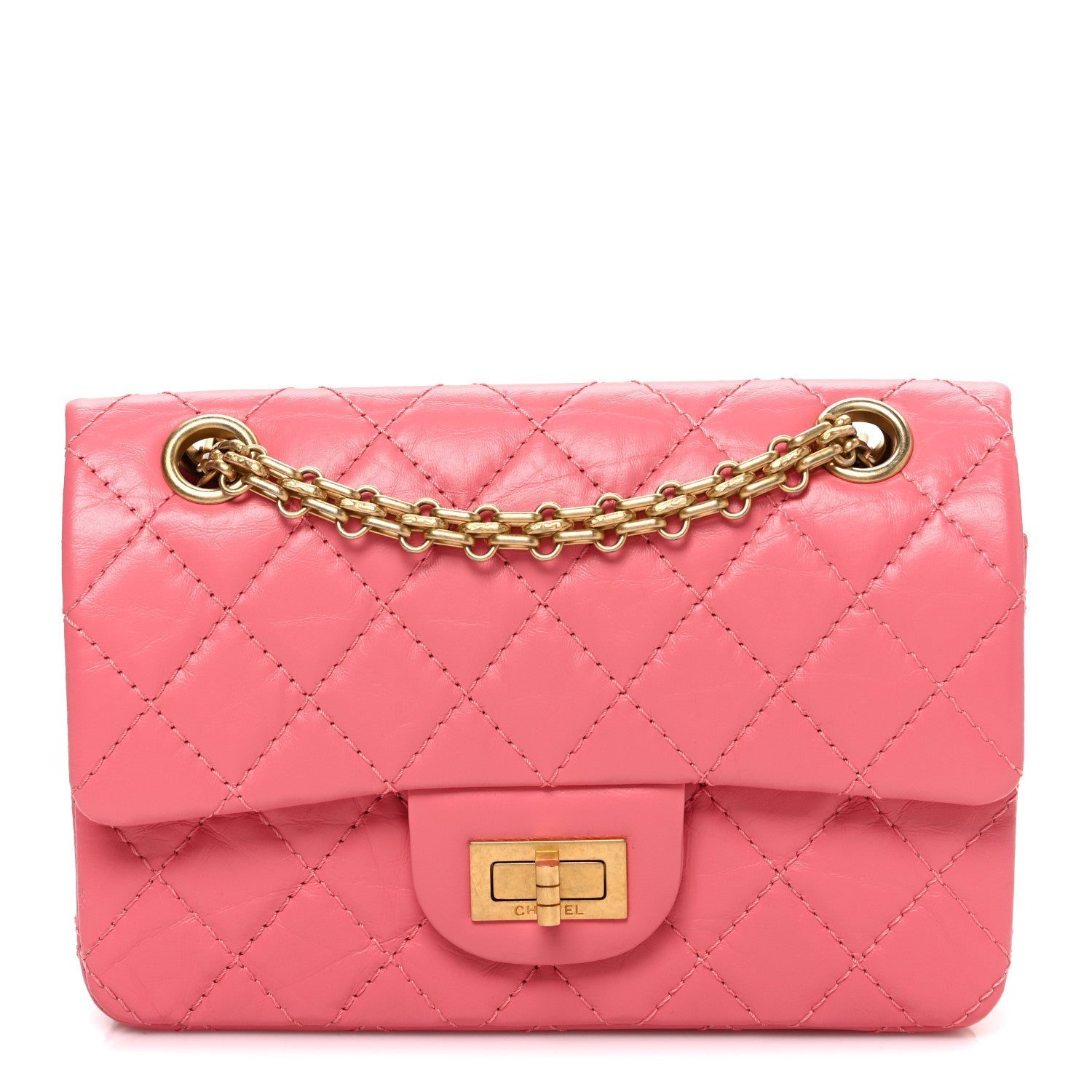 Aged Calfskin Quilted 2.55 Reissue Mini Flap Pink
