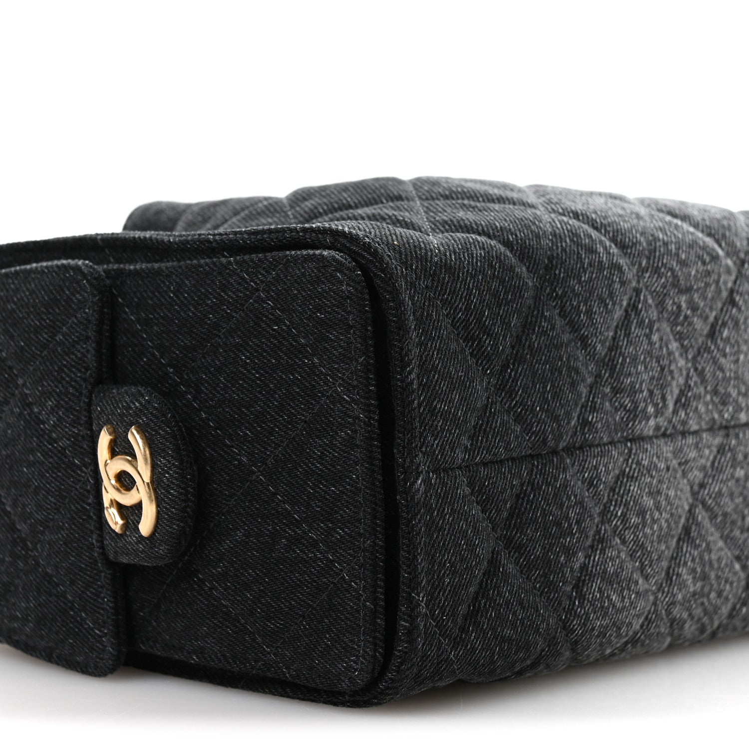 Washed Denim Quilted Mini Chanel 25 Handbag Black