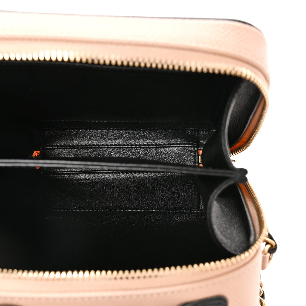 Caviar Quilted Small CC Filigree Vanity Case Beige Black
