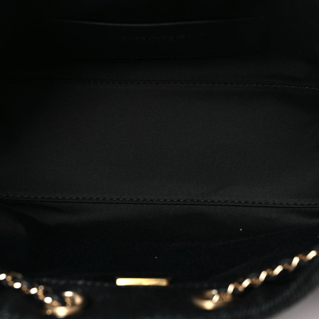 Denim Quilted Mini Chanel 25 Handbag Dark Blue