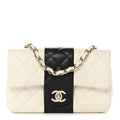 Lambskin Quilted Mini Rectangular Flap White Black