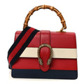 Calfskin Bamboo Web Medium Dionysus Top Handle Bag Red White Blue