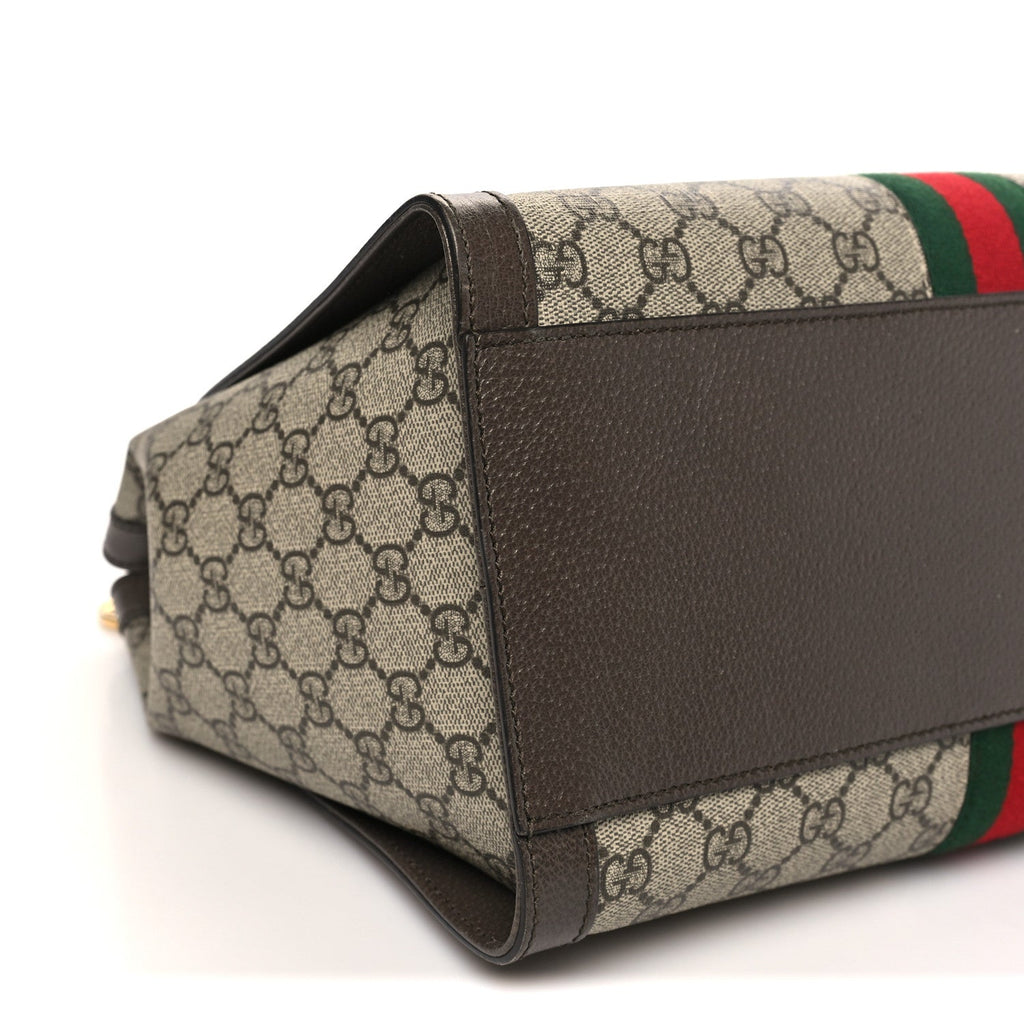 GG Supreme Monogram Web Medium Ophidia Tote Bag Brown