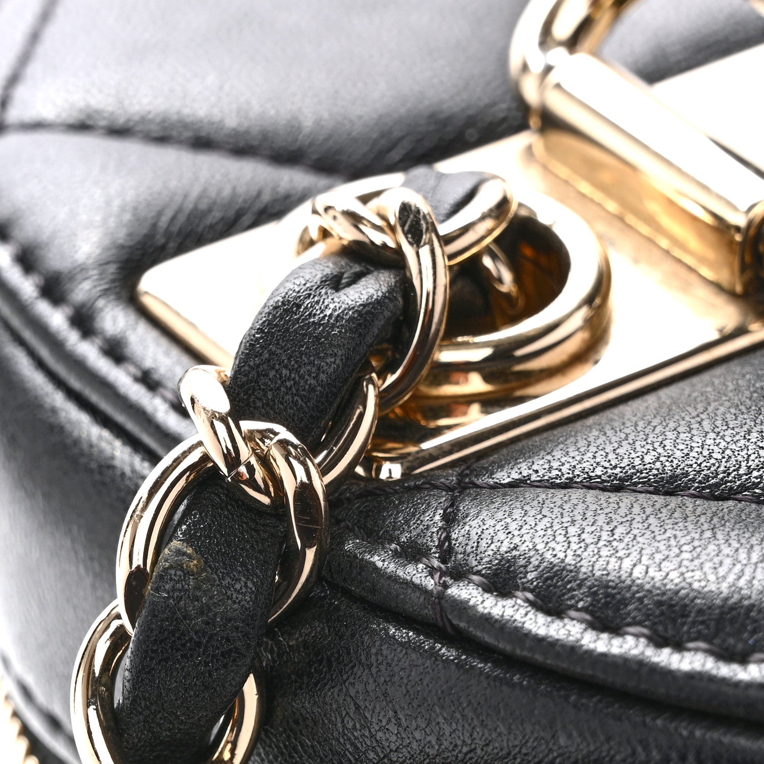 Lambskin Quilted Trendy Vanity Case Black