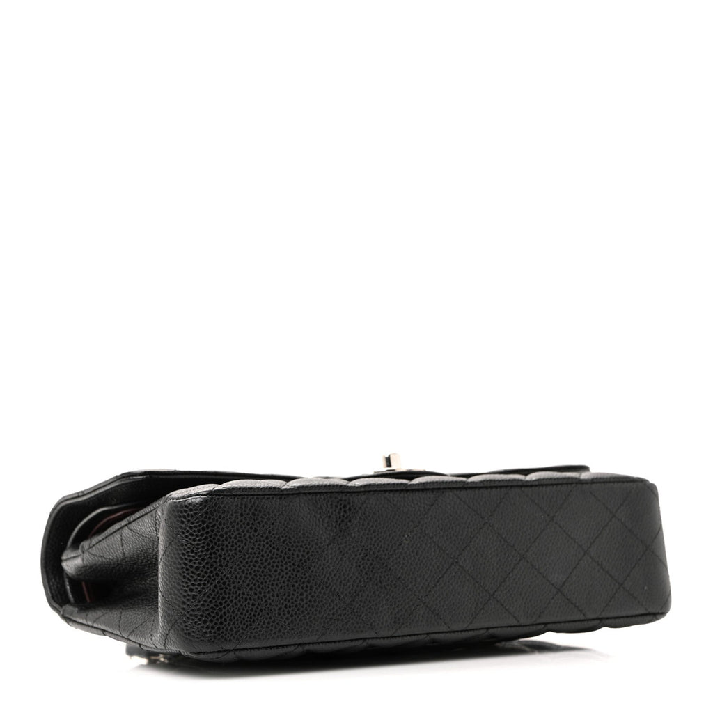 Caviar Quilted Medium Double Flap Black
