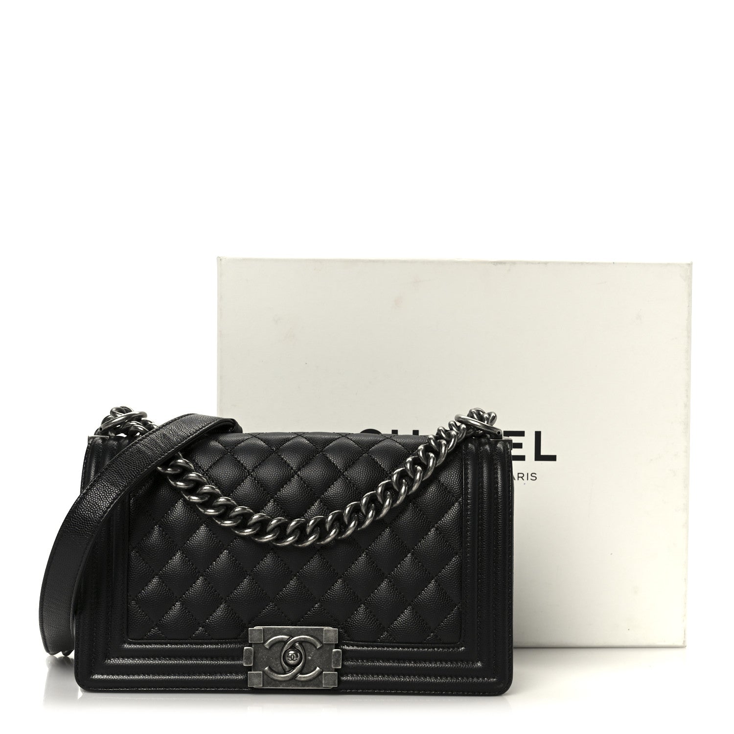 Caviar Quilted Medium Boy Flap Black