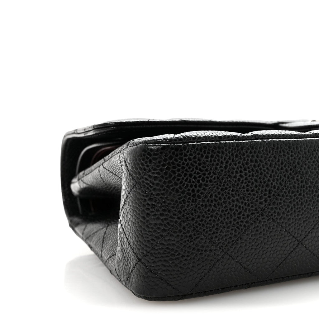 Caviar Quilted Medium Double Flap Black