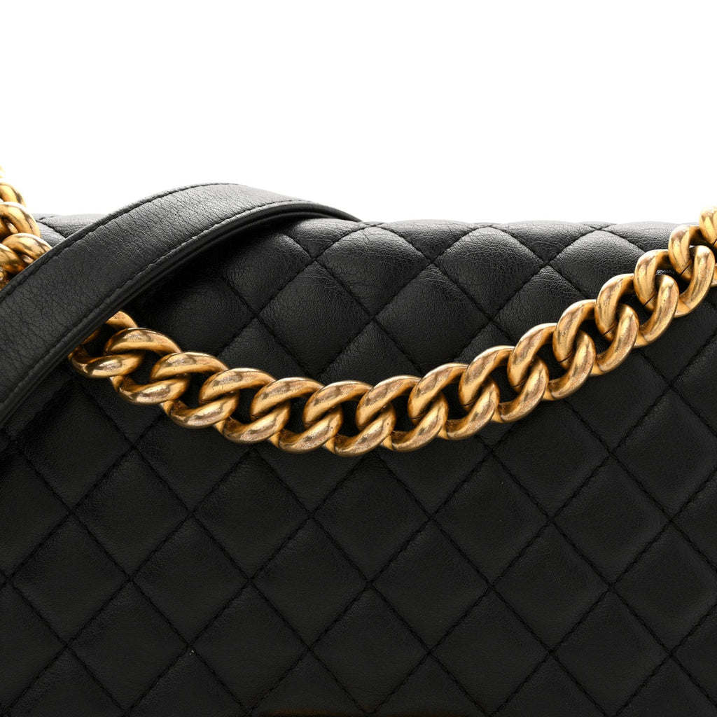 Calfskin Quilted Medium Boy Flap Black