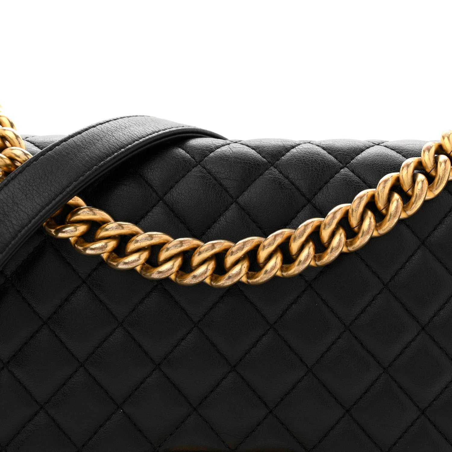 Calfskin Quilted Medium Boy Flap Black