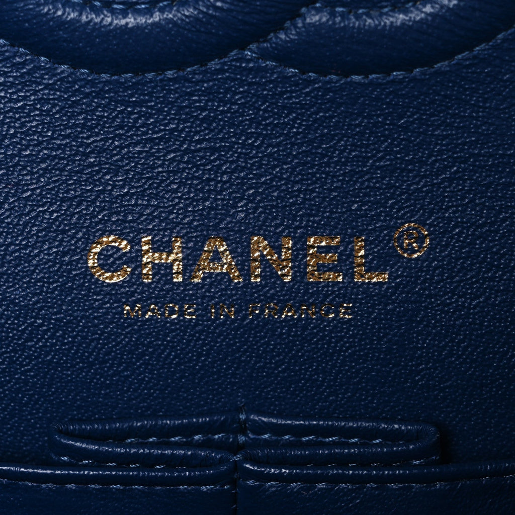 Denim Quilted Medium Double Flap Blue