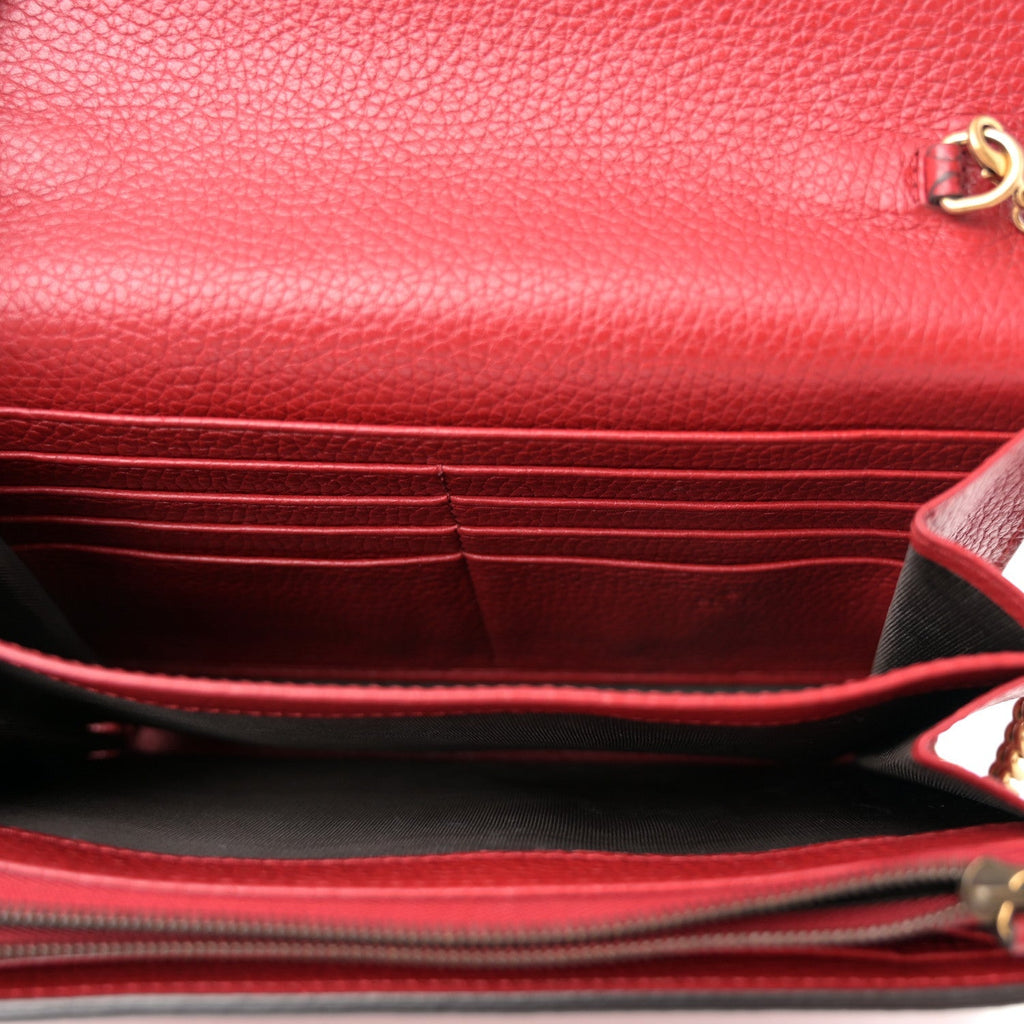 Calfskin GG Marmont Chain Wallet Vulcanic Red