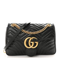 Calfskin Matelasse Medium GG Marmont Shoulder Bag Black