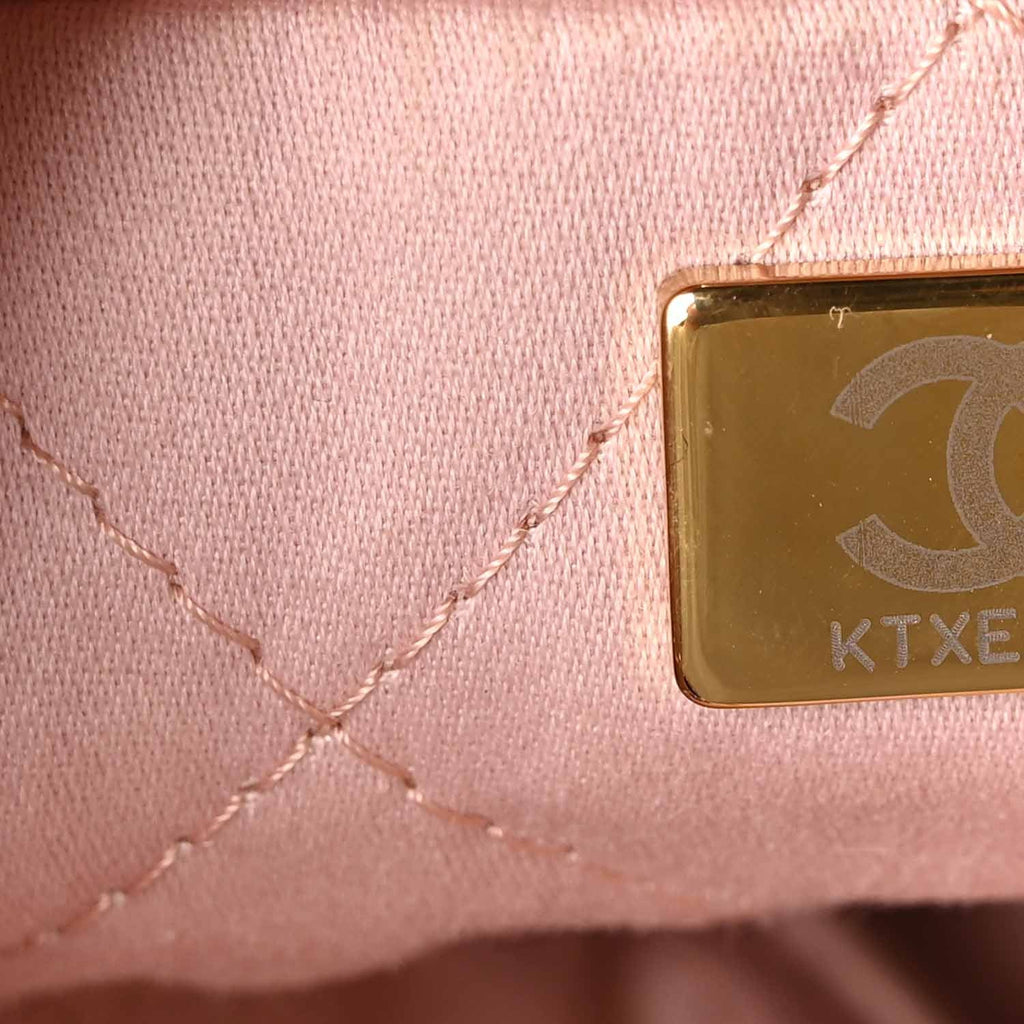 Shiny Calfskin Quilted Mini Chanel 22 Light Pink