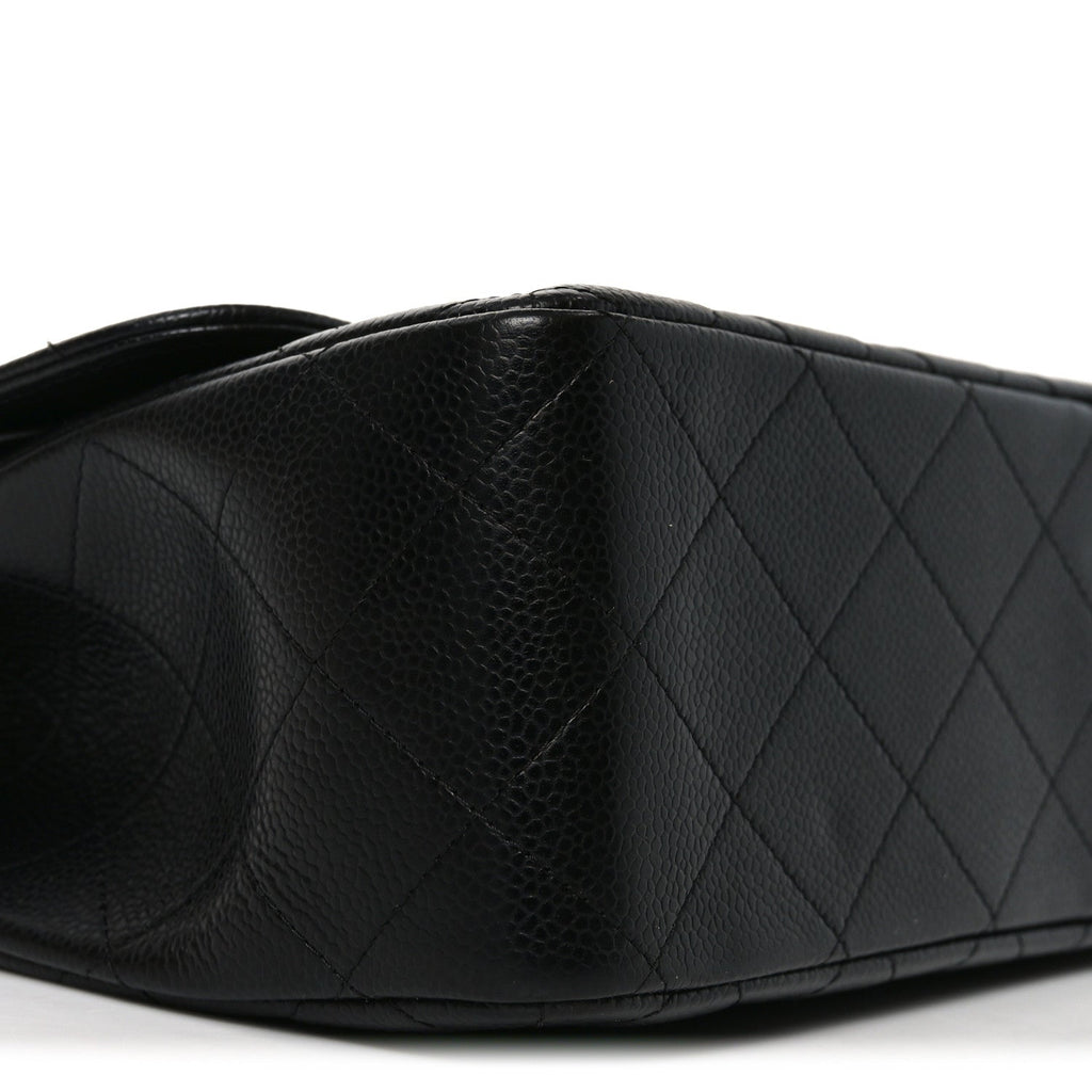 Caviar Quilted Jumbo Double Flap Black
