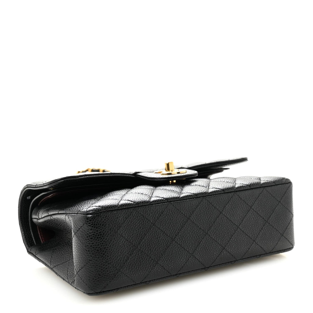 Caviar Quilted Small Double Flap Black