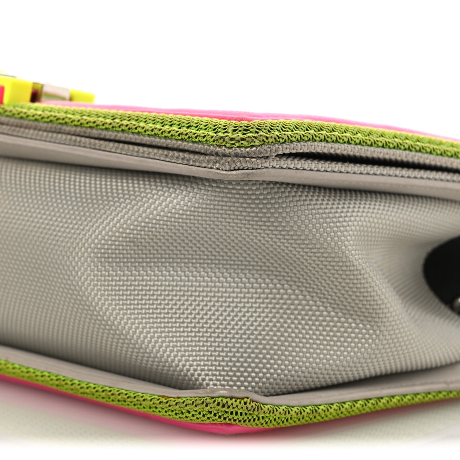 Canvas Quilted Medium Fluo Boy Flap Dark Grey Fuchsia Green