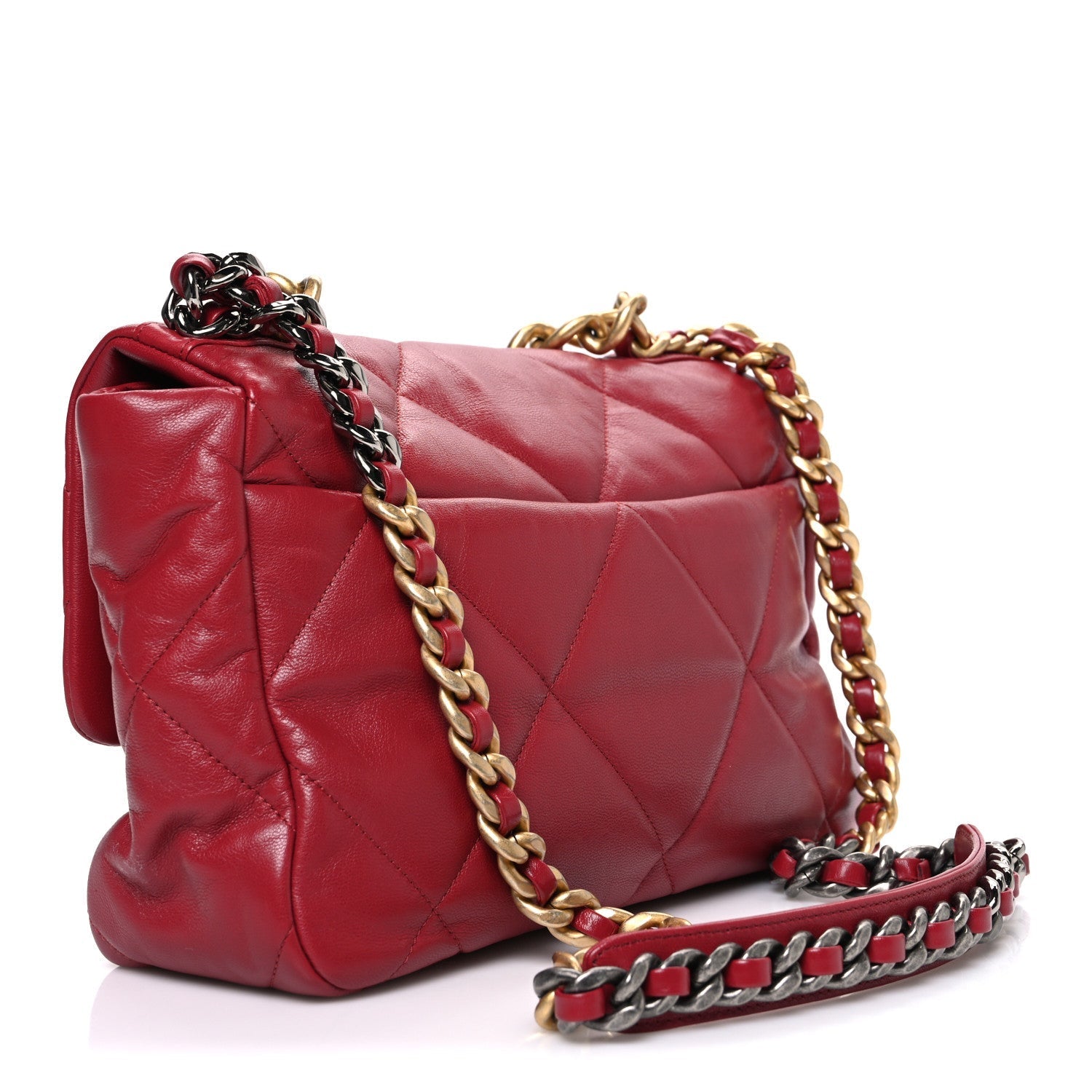Goatskin Quilted Large Chanel 19 Flap Red