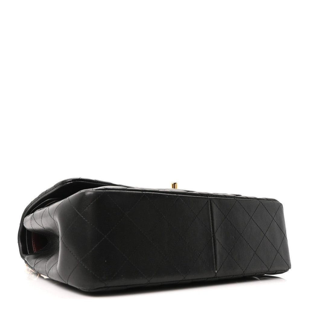 Lambskin Quilted Jumbo Double Flap Black