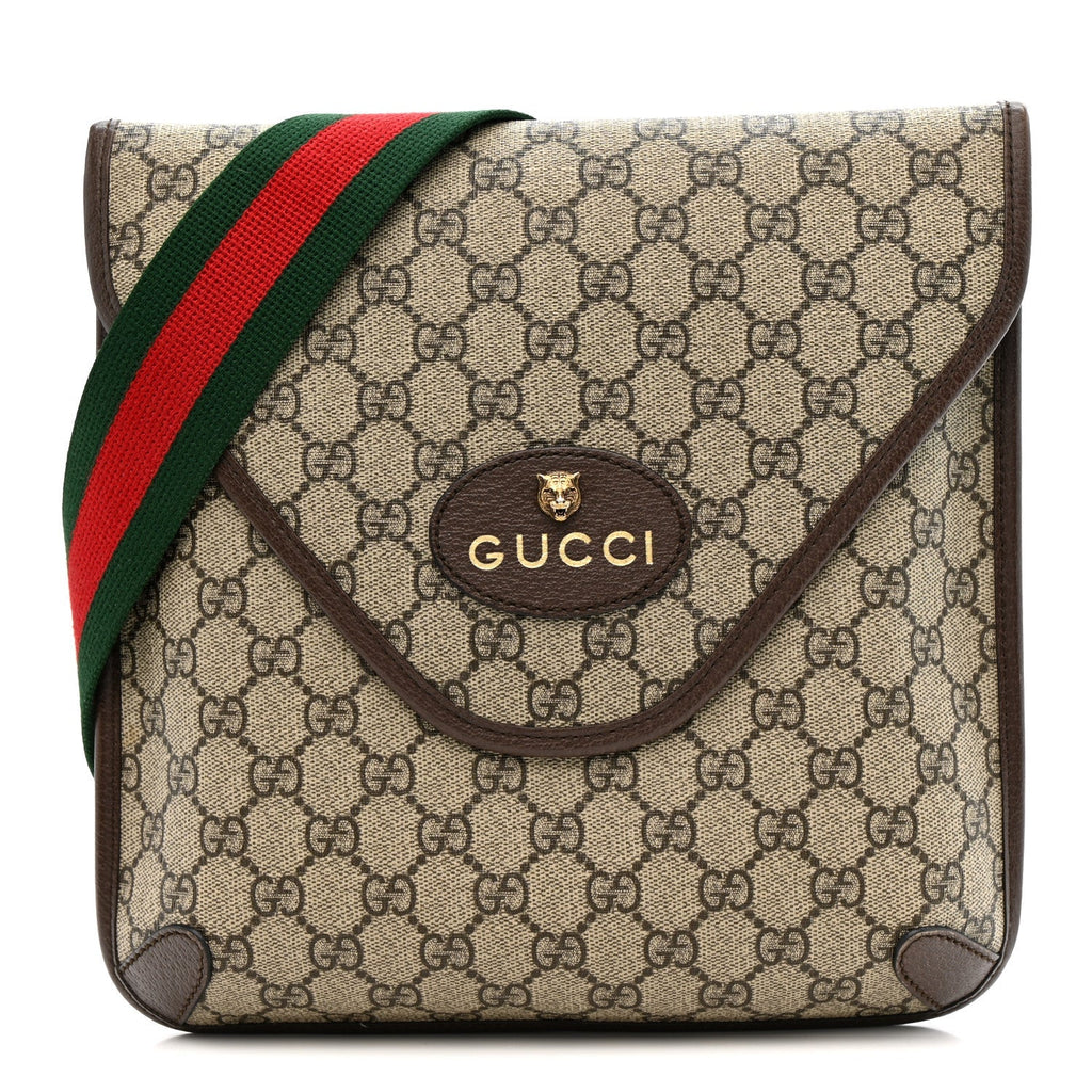GG Supreme Monogram Web Medium Neo Vintage Flap Messenger Bag Beige New Acero