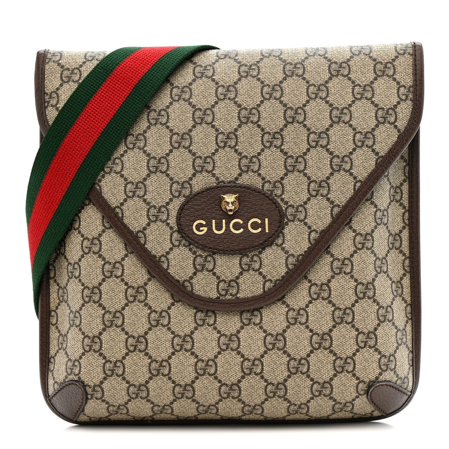GG Supreme Monogram Web Medium Neo Vintage Flap Messenger Bag Beige New Acero