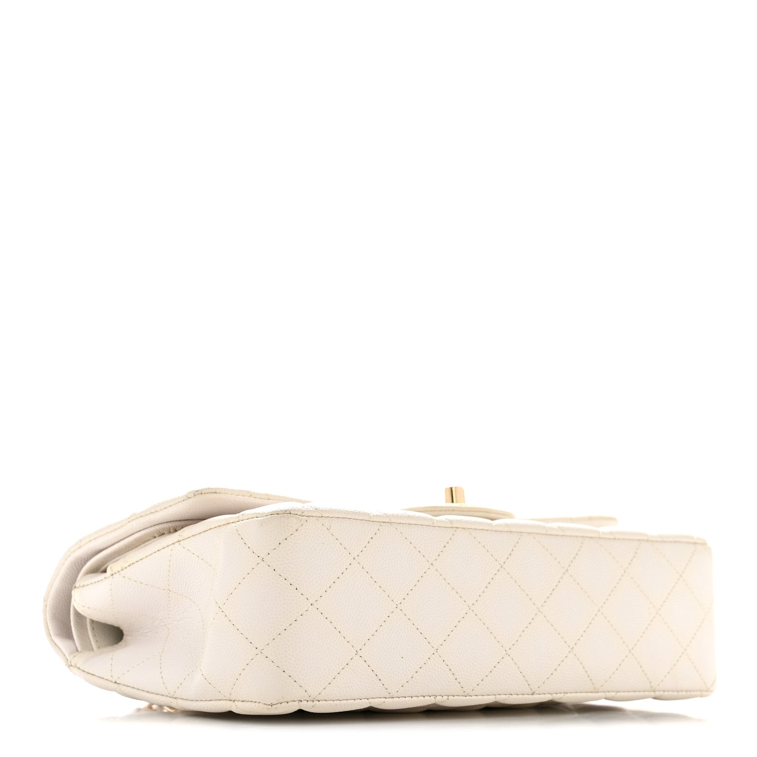 Caviar Quilted Medium Double Flap White