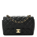 Lambskin Quilted Mini Rectangular Flap Black