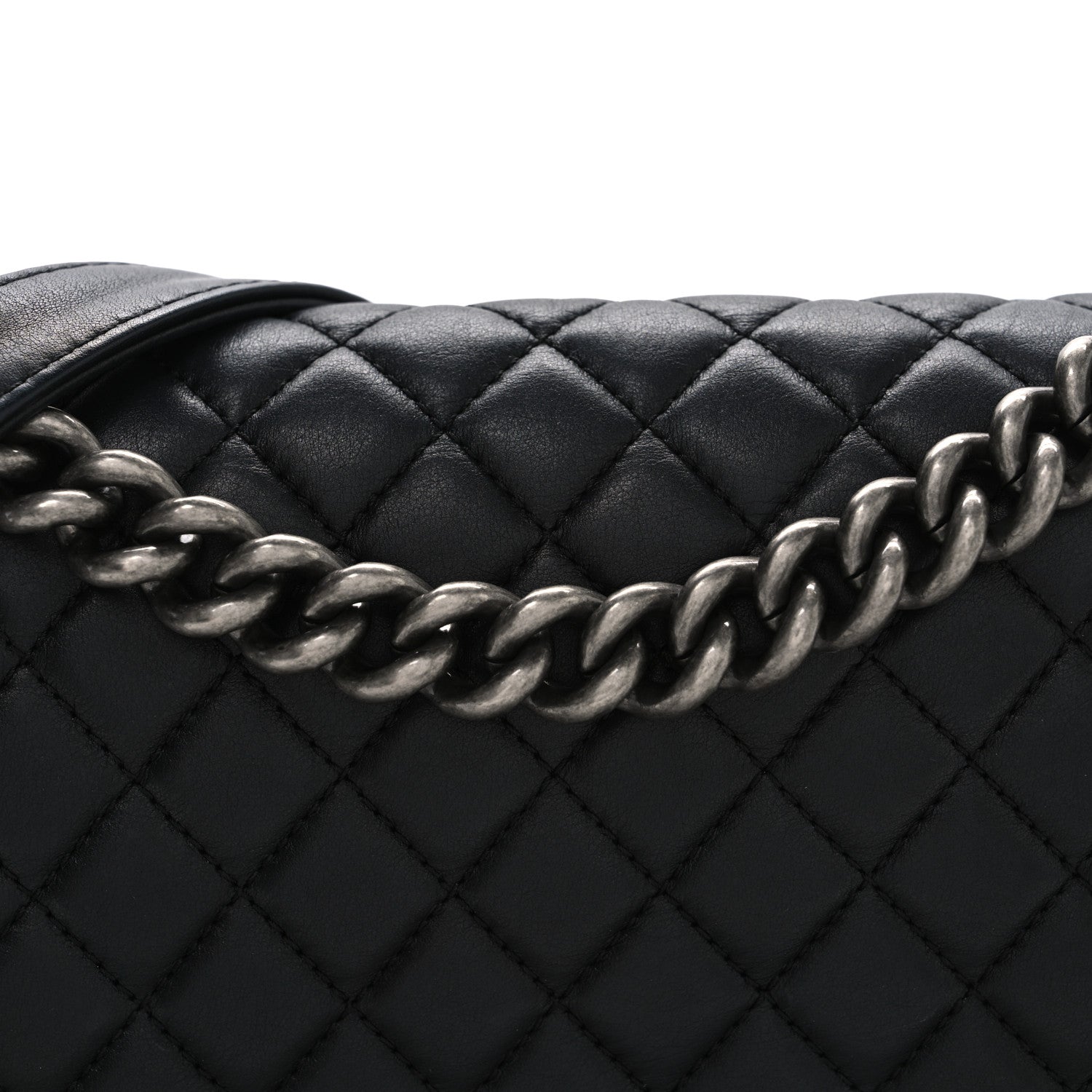 Lambskin Quilted Medium Boy Flap Black