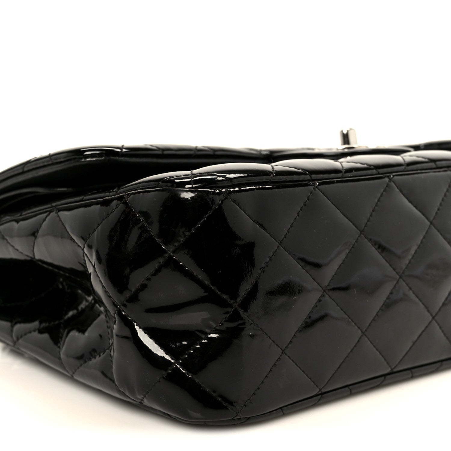 Patent Quilted Jumbo Double Flap Black