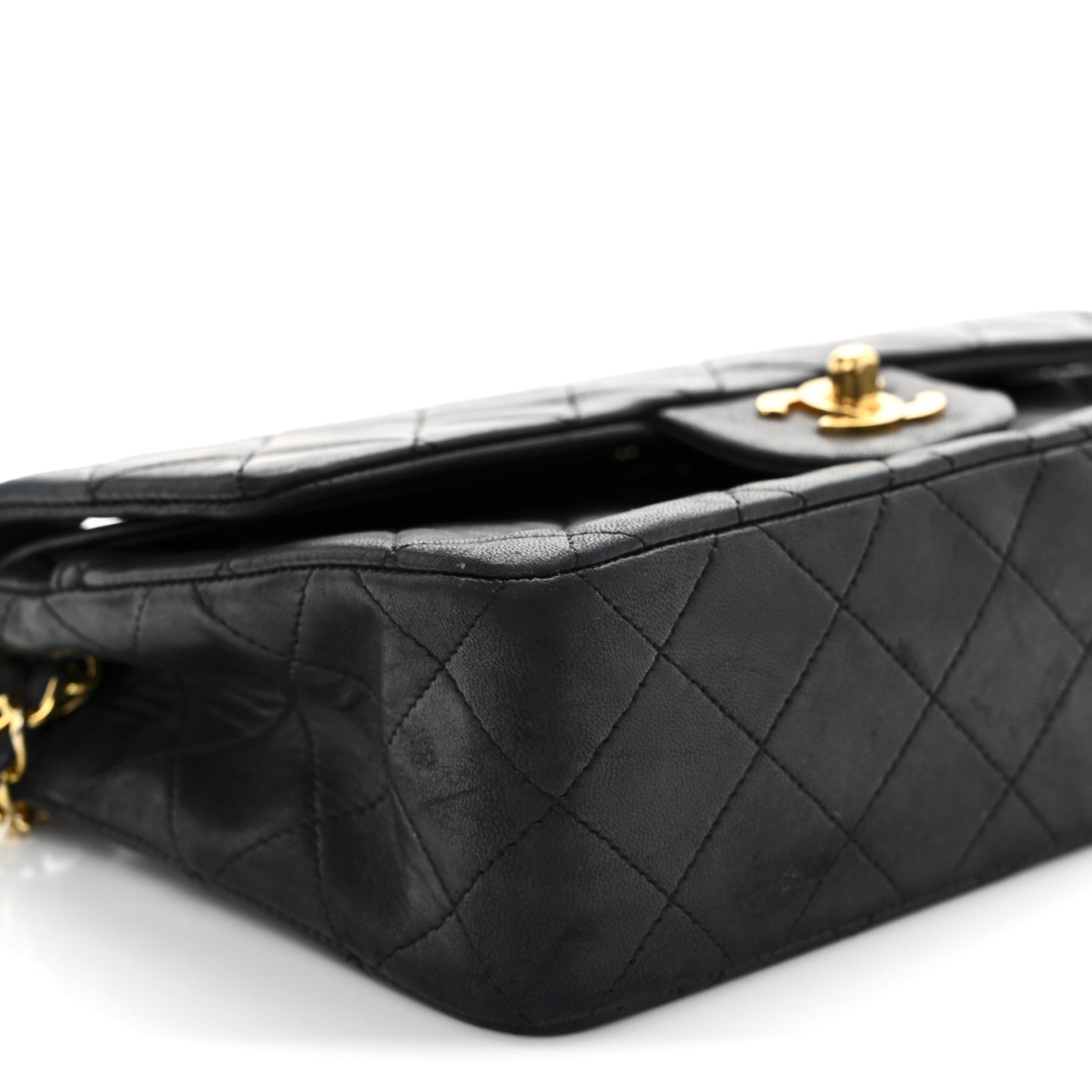 Lambskin Quilted Small Double Flap Black