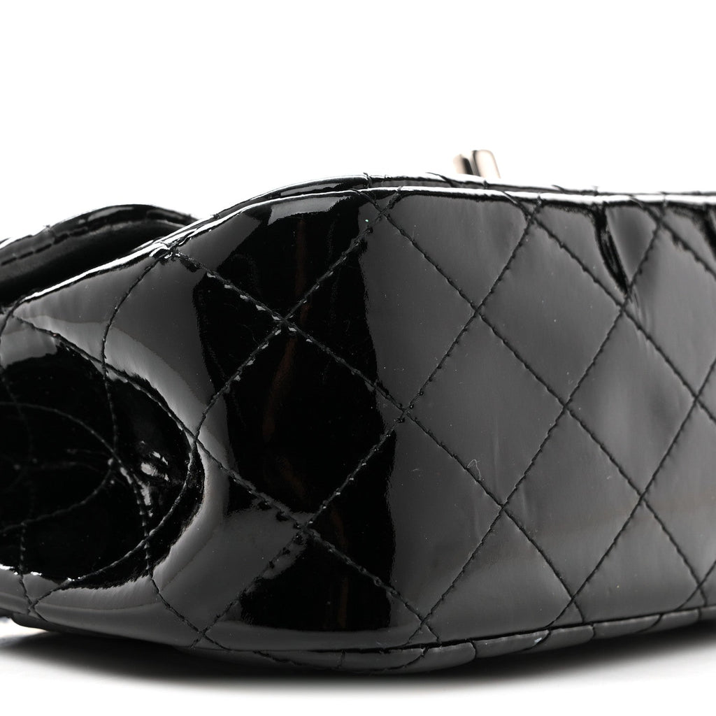 Patent Calfskin Quilted Mini Square Flap Black
