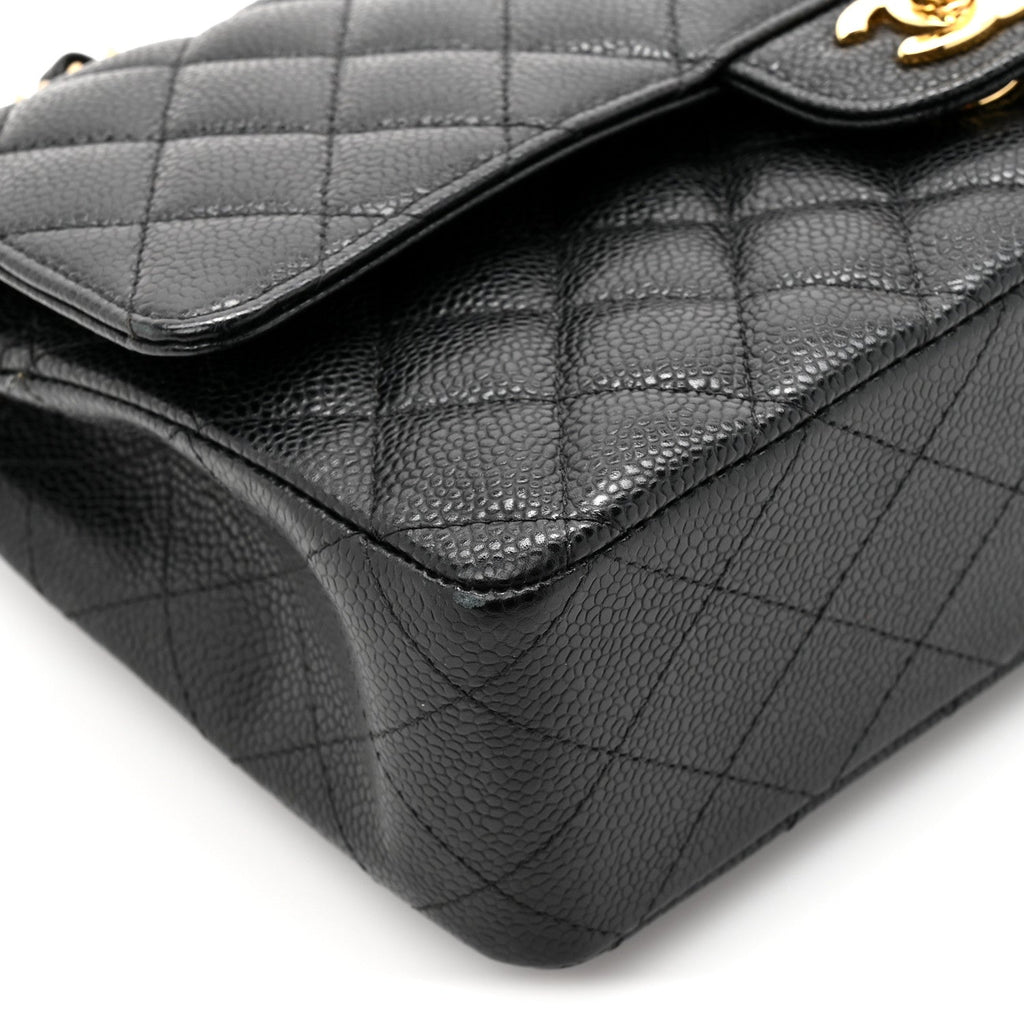 Caviar Quilted Medium Double Flap Black