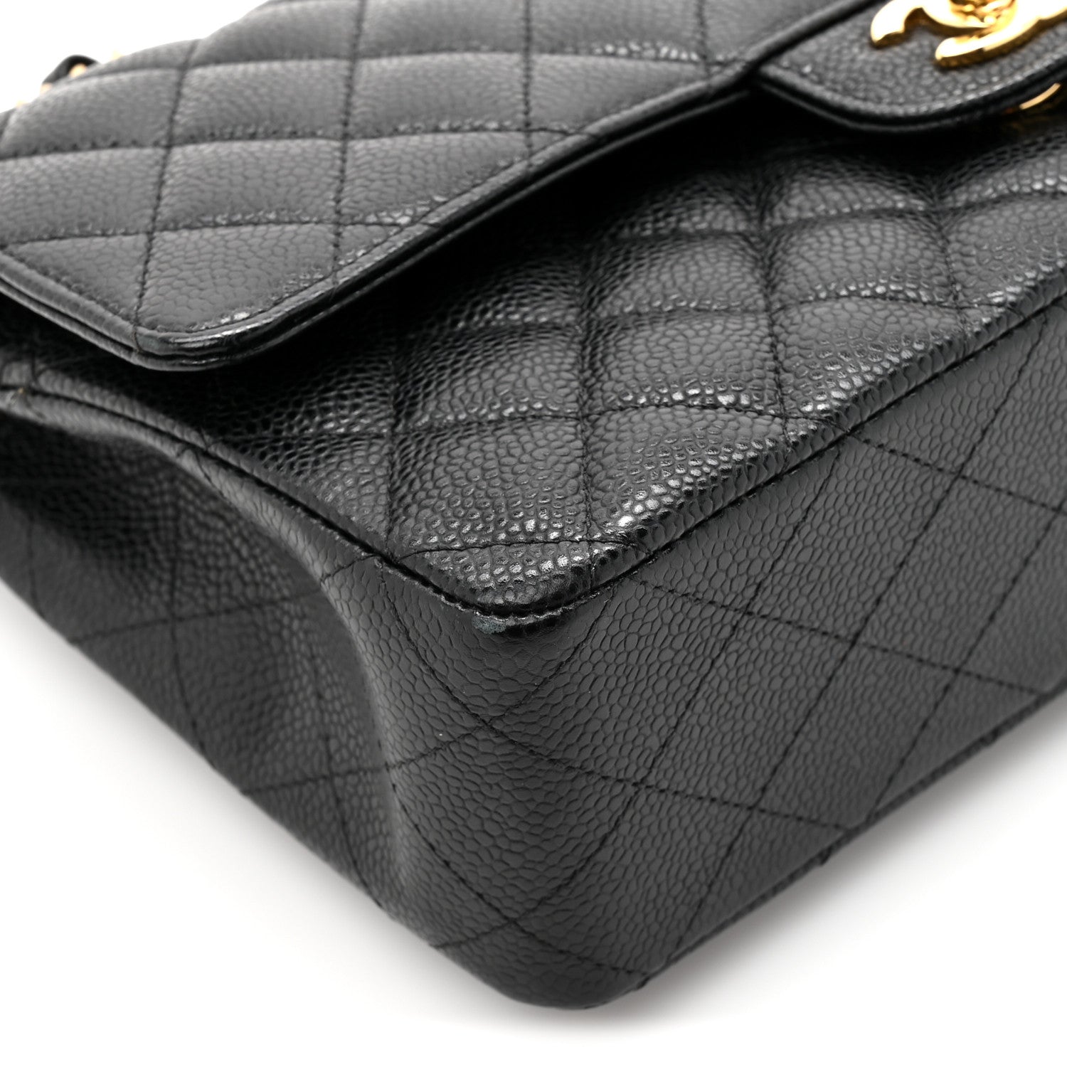 Caviar Quilted Medium Double Flap Black