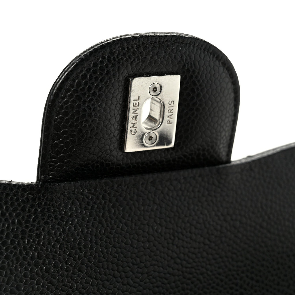 Caviar Quilted Jumbo Double Flap Black