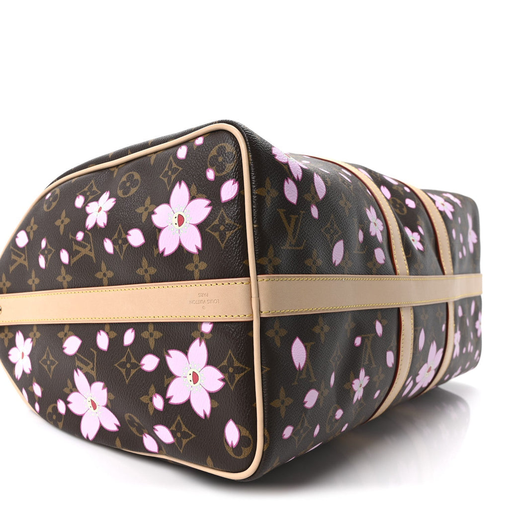 LV X TM Monogram Cherry Blossom Keepall Bandouliere 45 Sakura Brown