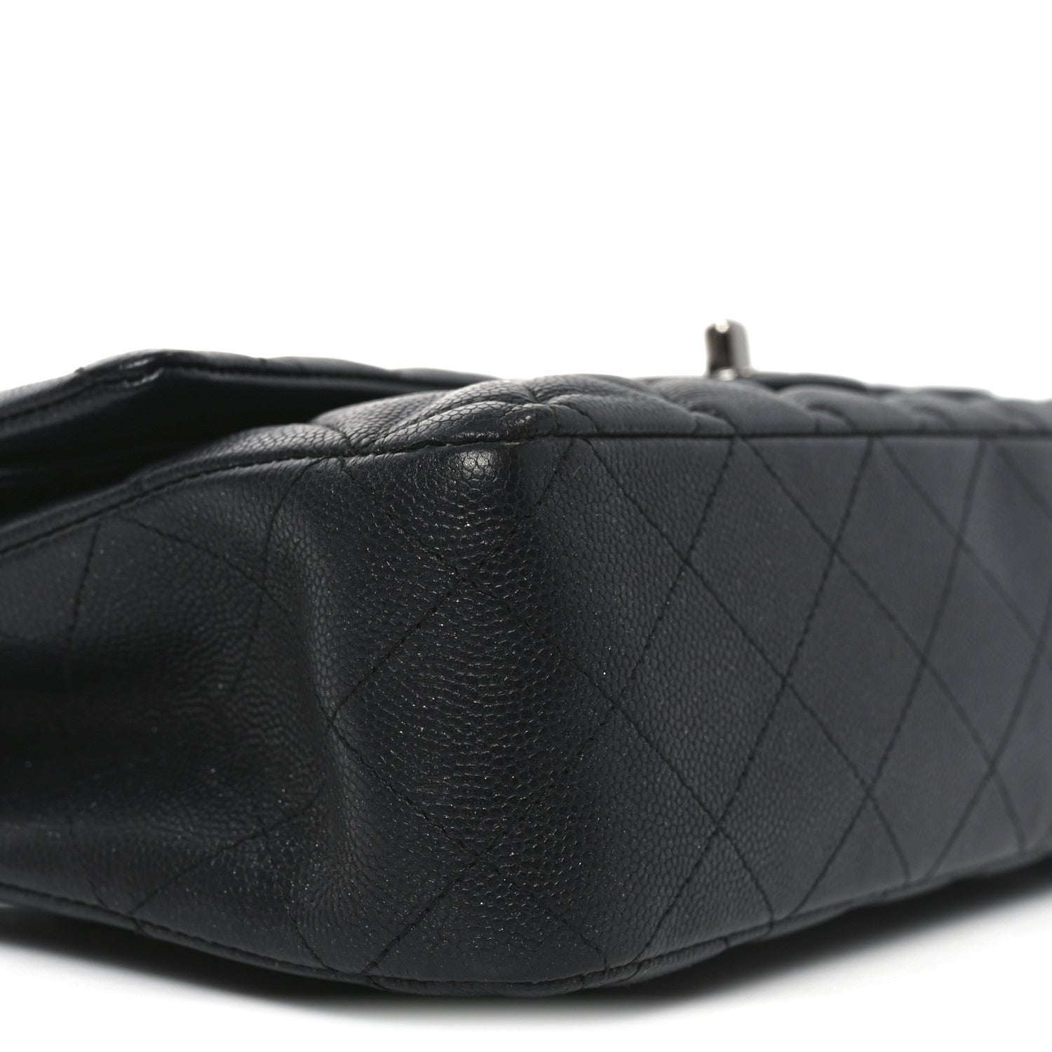 Iridescent Caviar Quilted Medium Double Flap Black