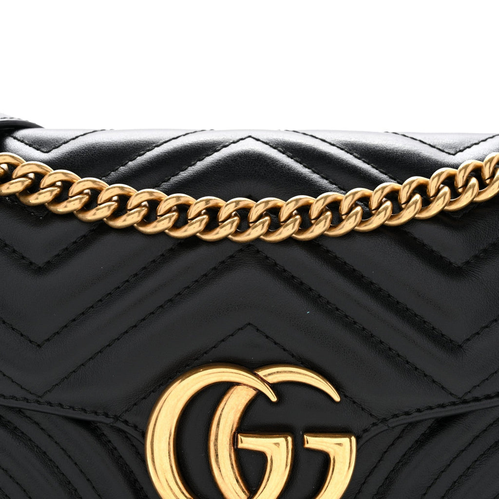 Calfskin Matelasse Small GG Marmont Shoulder Bag Black