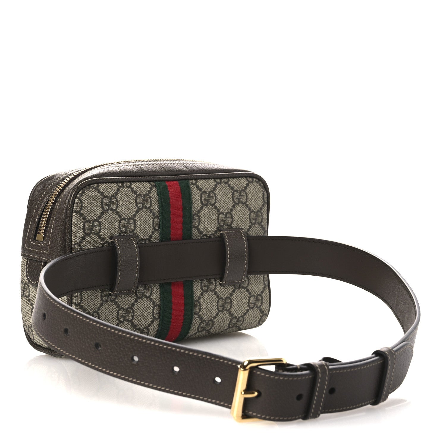 GG Supreme Monogram Web Small Ophidia Belt Bag 75 30 Dark Brown