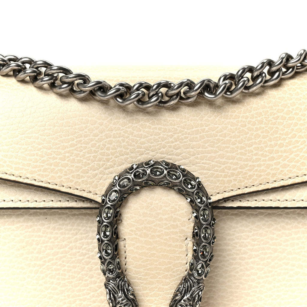 Dollar Calfskin Crystal Small Dionysus Shoulder Bag Mystic White