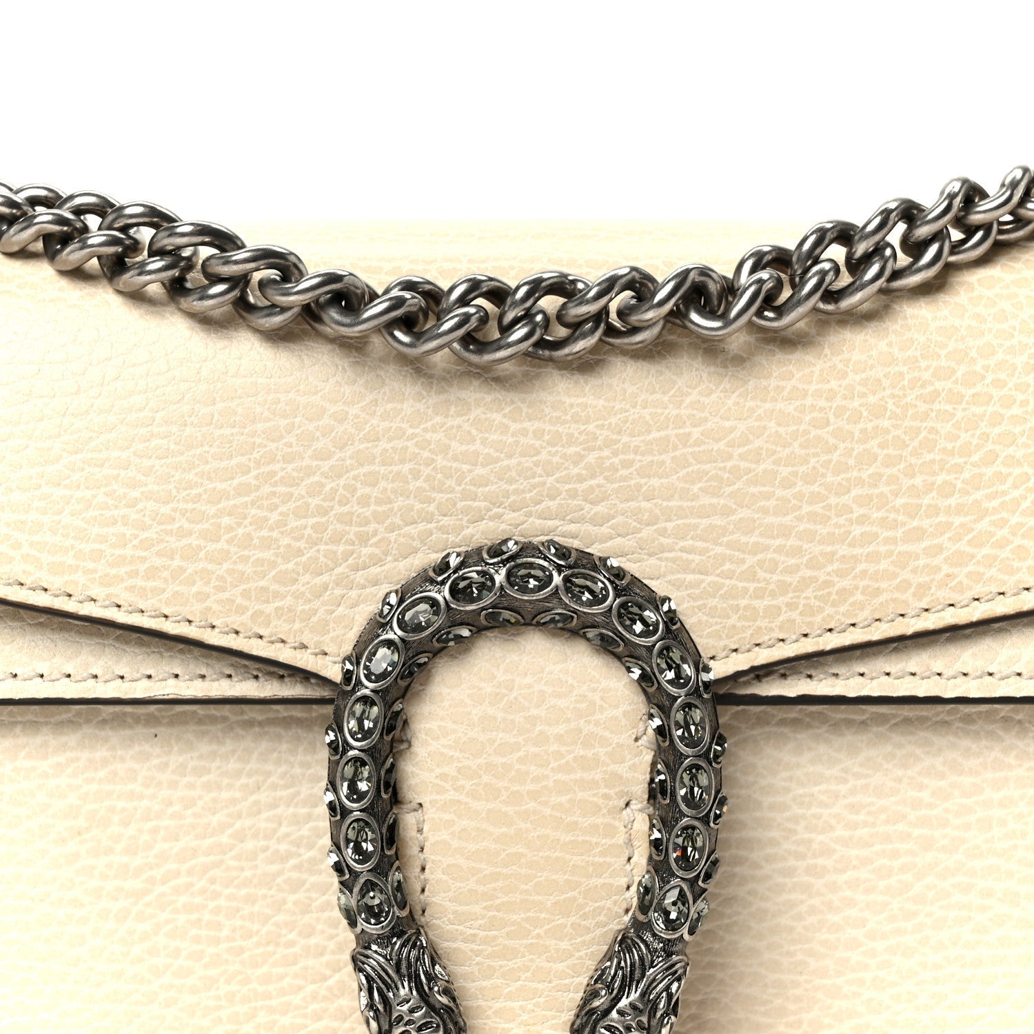 Dollar Calfskin Crystal Small Dionysus Shoulder Bag Mystic White