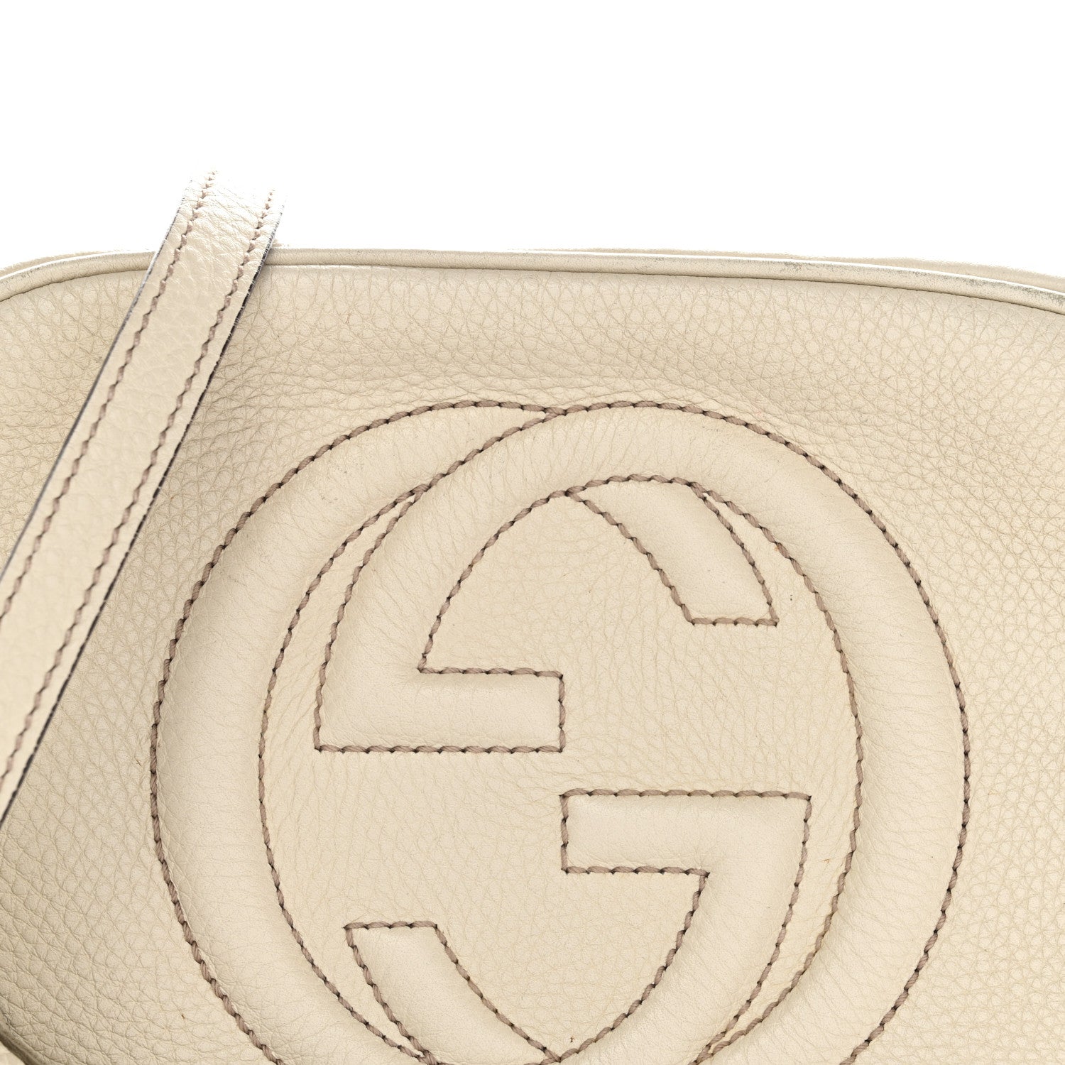 Pebbled Calfskin Small Soho Disco Bag Off White