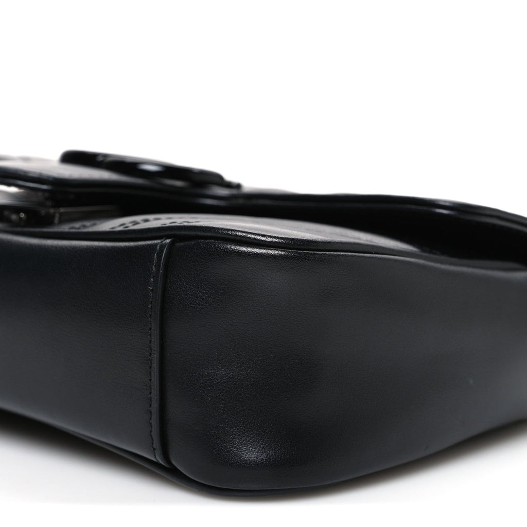 Calfskin Matelasse Monochrome Mini GG Marmont Shoulder Bag Black