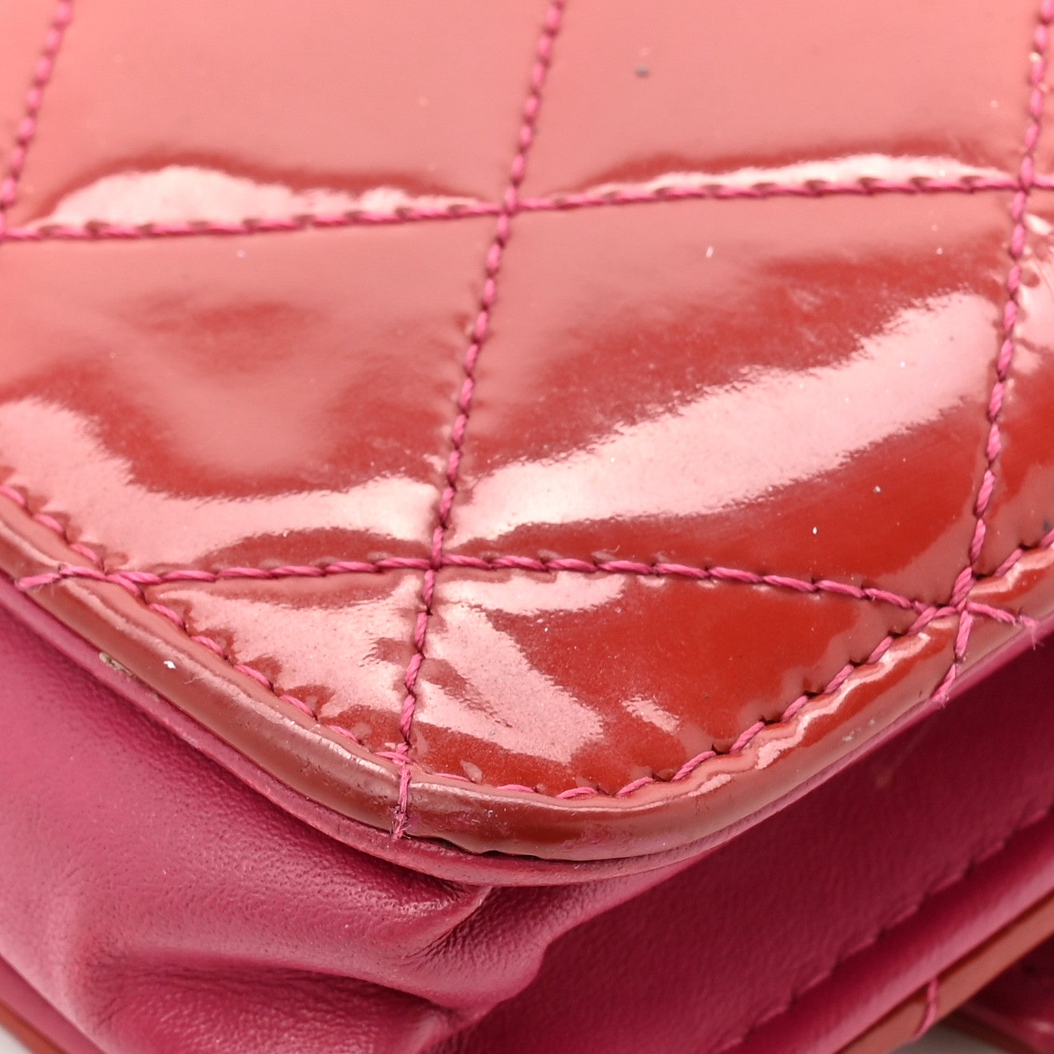 Patent Quilted Brilliant Wallet On Chain WOC Coral